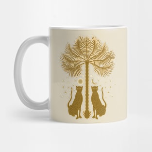 Cheetah Twins and Palm Tree in Gold Mug